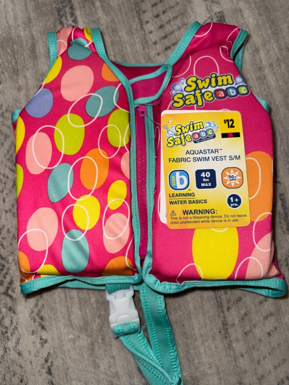 Swim Safe Kids' Pink Multi Dot Fabric Swim Vest - Swim Safe